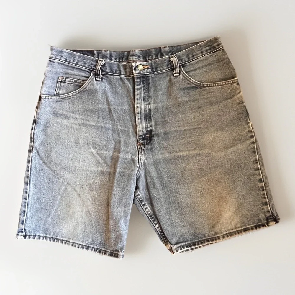 Wrangler‎ Denim Shorts Mens 38 Blue Light Wash Relaxed Fit Bermuda Jean Casual